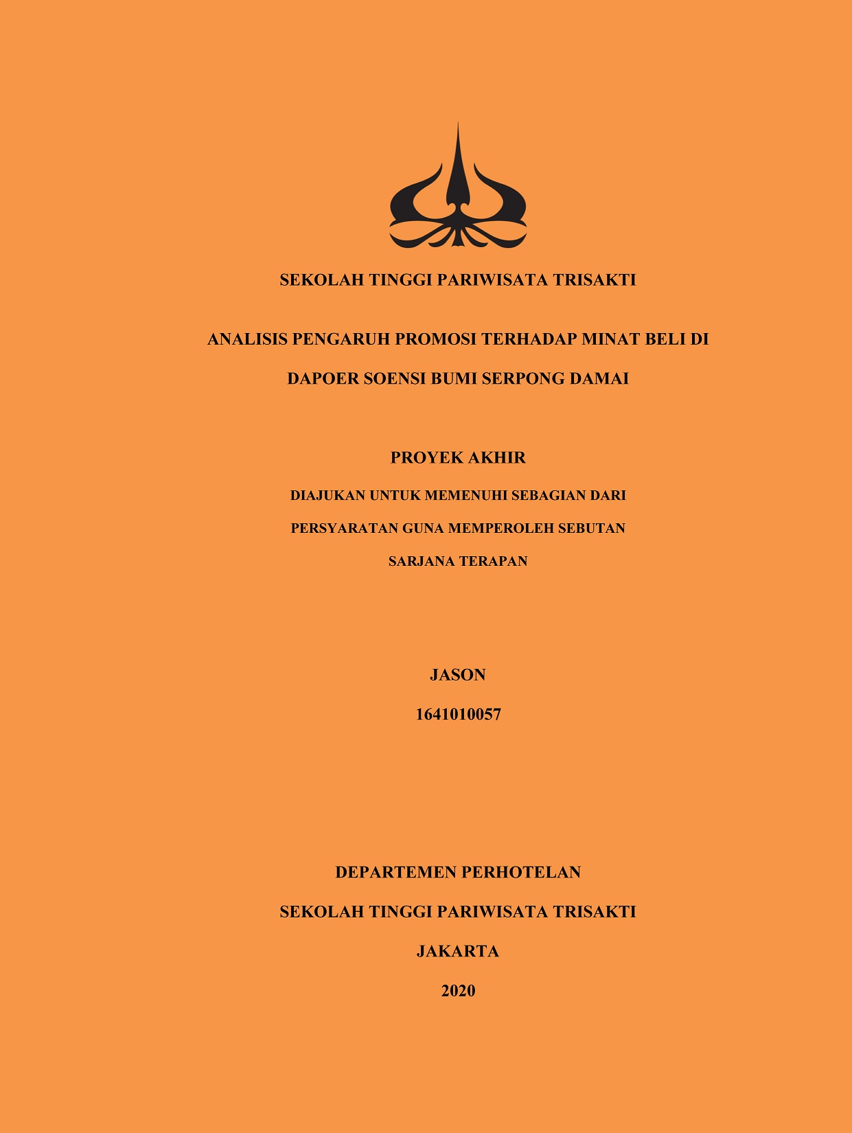 ANALISIS PENGARUH PROMOSI TERHADAP MINAT BELI DI  
DAPOER SOENSI BUMI SERPONG DAMAI