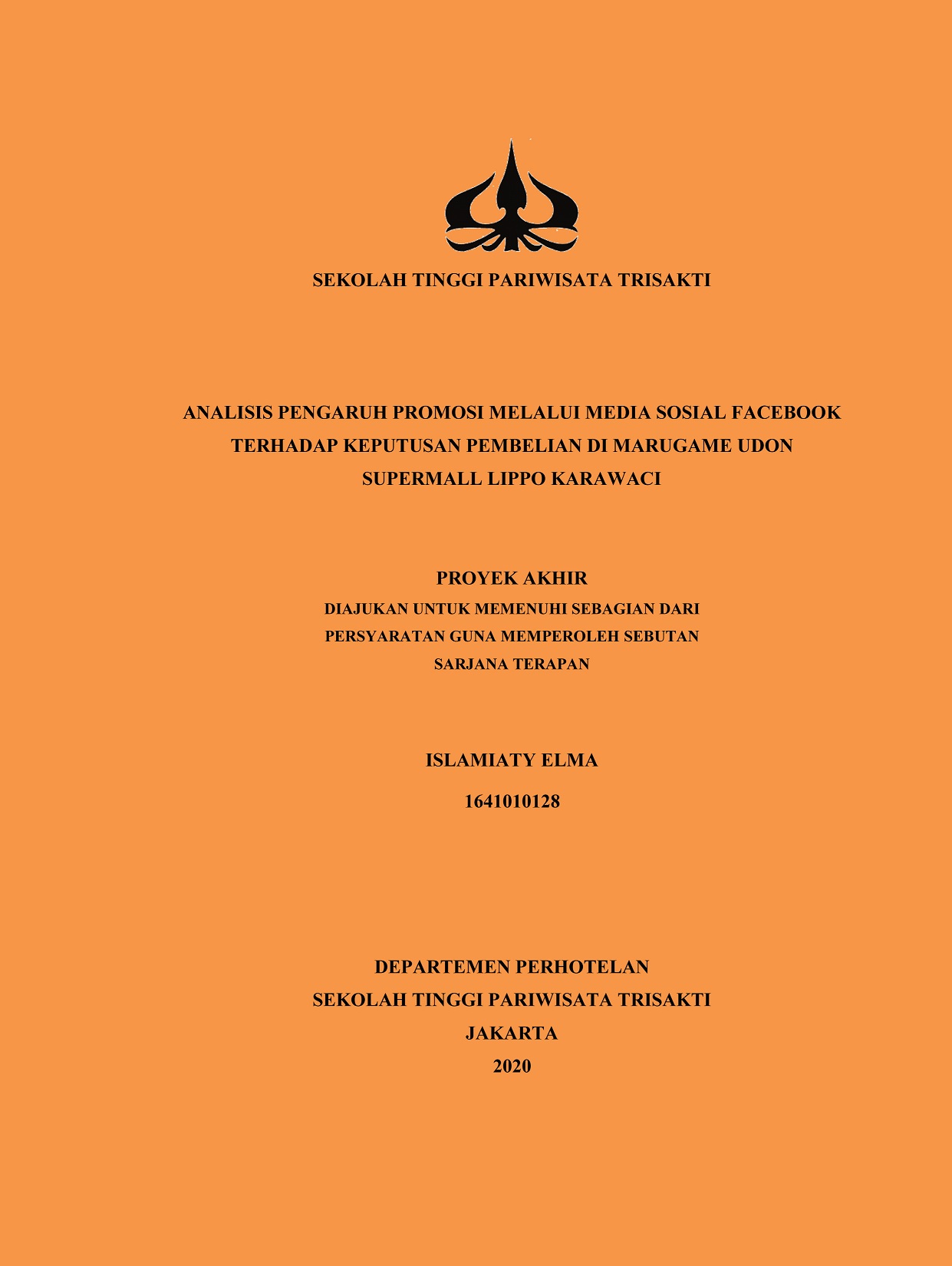 ANALISIS PENGARUH PROMOSI MELALUI MEDIA SOSIAL FACEBOOK
TERHADAP KEPUTUSAN PEMBELIAN DI MARUGAME UDON
SUPERMALL LIPPO KARAWACI