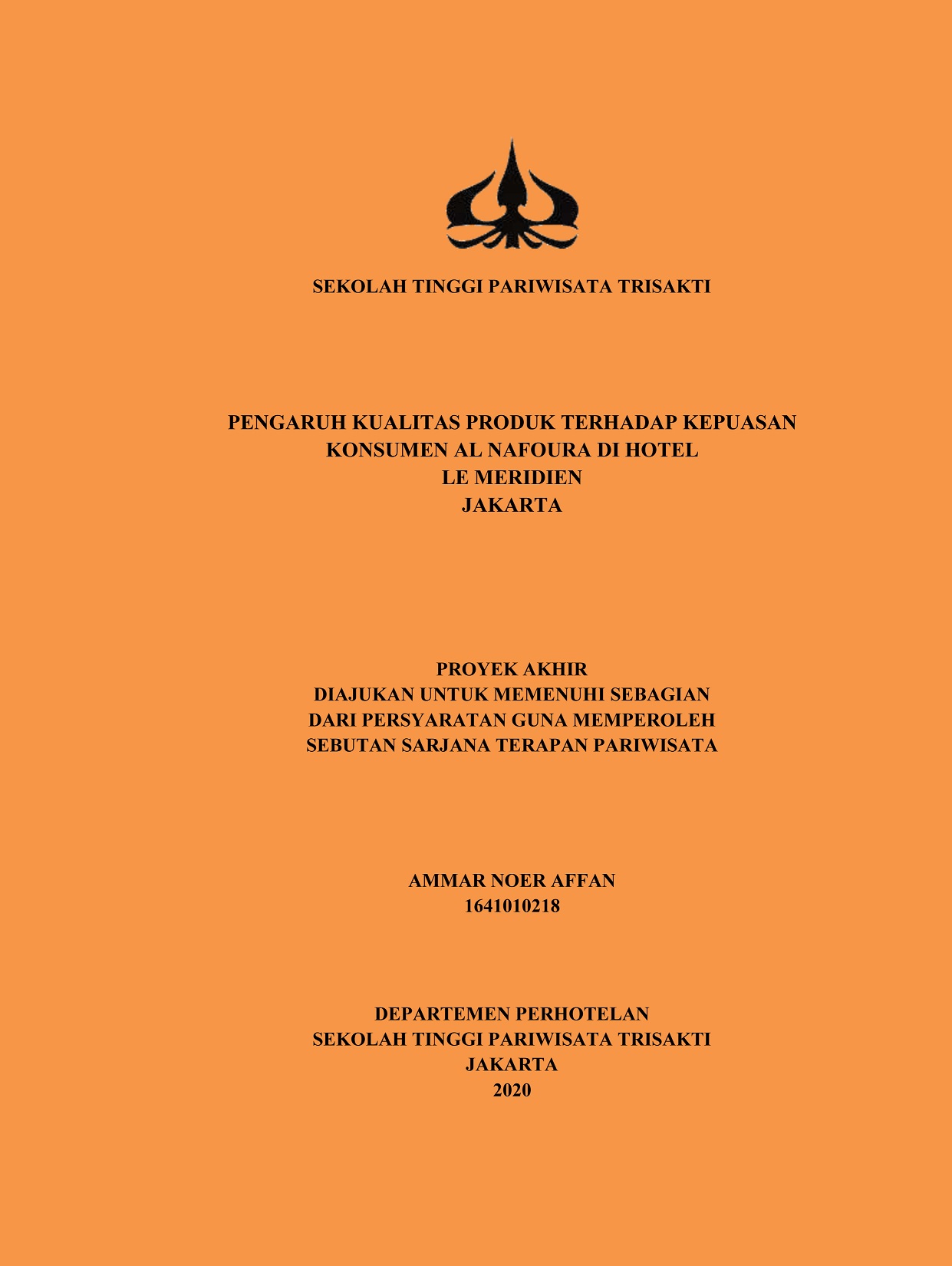 PENGARUH KUALITAS PRODUK TERHADAP KEPUASAN
KONSUMEN AL NAFOURA DI HOTEL 
LE MERIDIEN