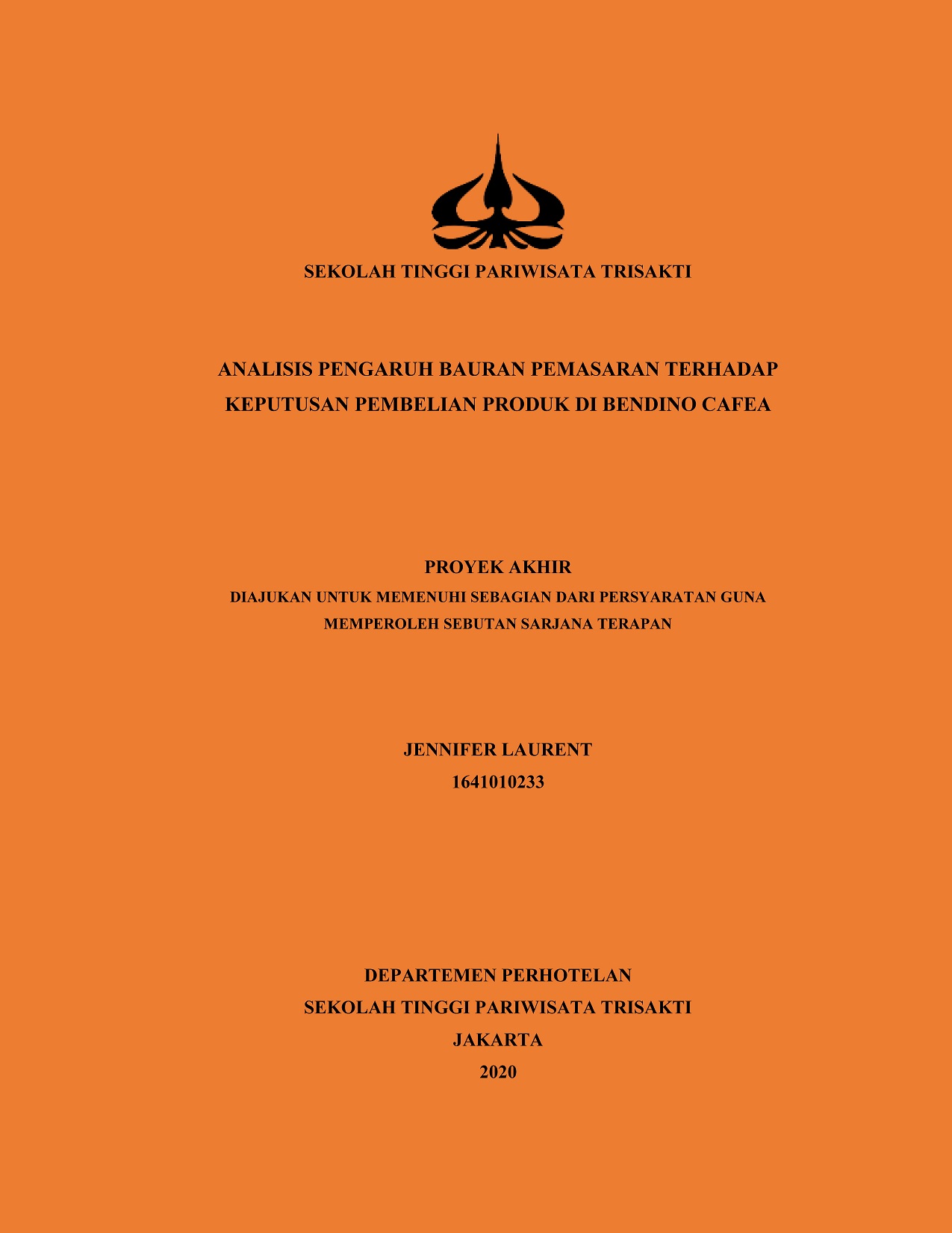 ANALISIS PENGARUH BAURAN PEMASARAN TERHADAP
KEPUTUSAN PEMBELIAN PRODUK DI BENDINO CAFEA