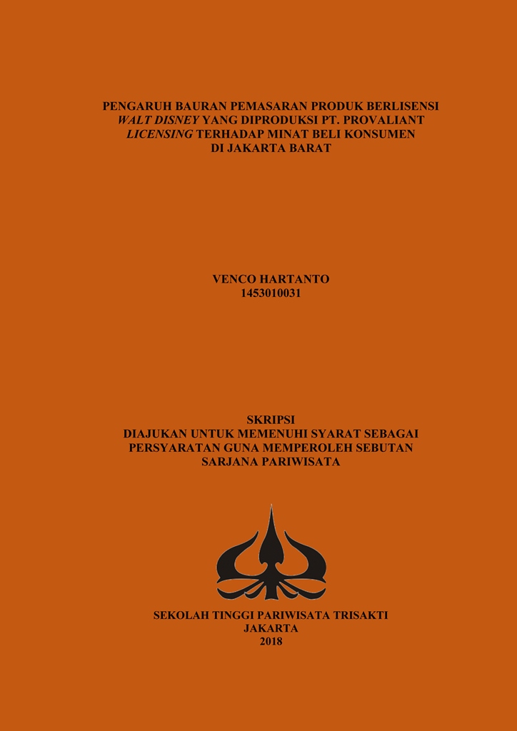 PENGARUH BAURAN PEMASARAN PRODUK BERLISENSI WALT DISNEY YANG DIPRODUKSI PT. PROVALIANT LICENSING TERHADAP MINAT BELI KONSUMEN DI JAKARTA BARAT 