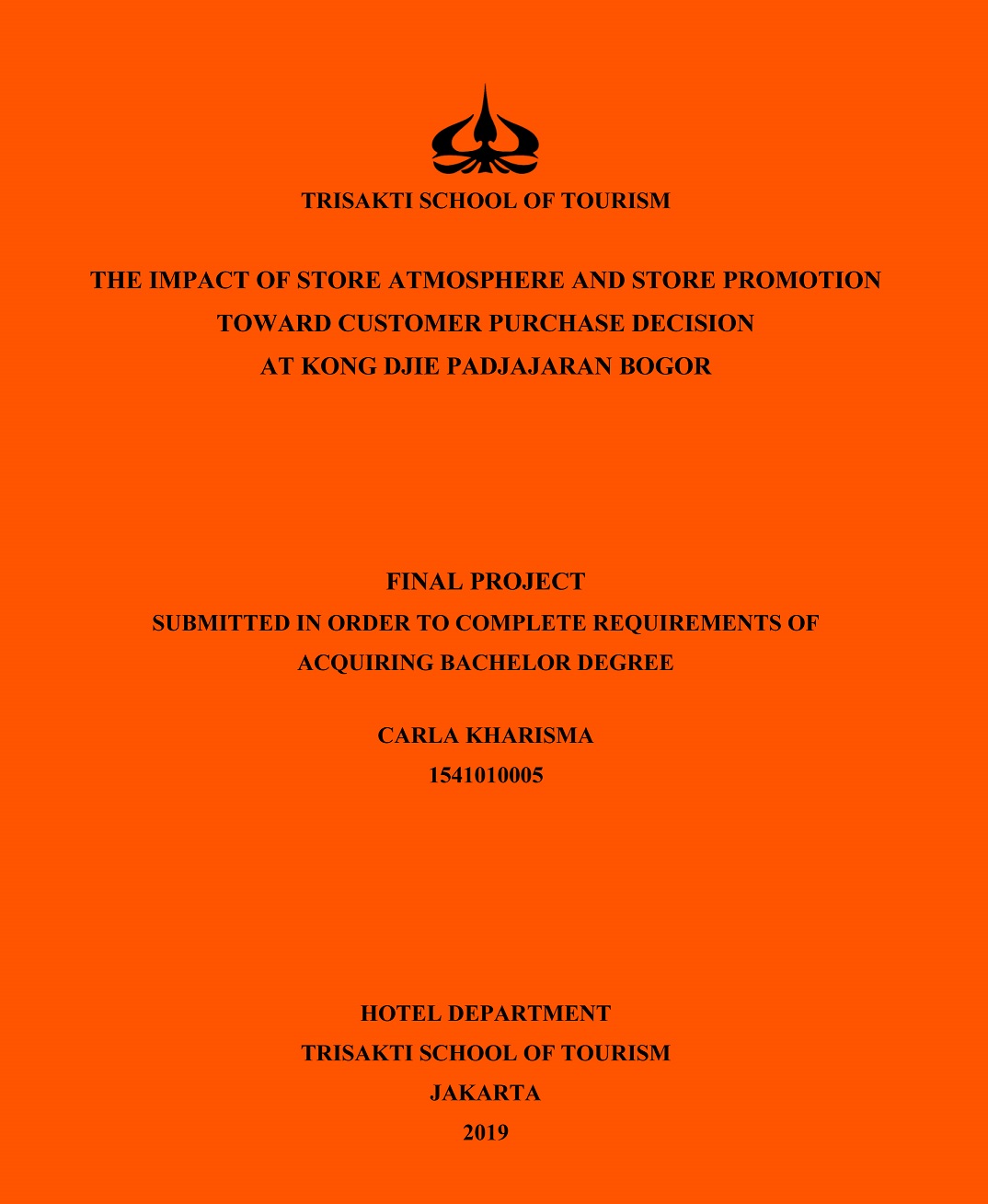 THE IMPACT OF STORE ATMOSPHERE AND STORE PROMOTION
TOWARD CUSTOMER PURCHASE DECISION 
AT KONG DJIE PADJAJARAN BOGOR