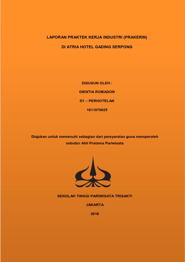 LAPORAN PRAKTEK KERJA INDUSTRI (PRAKERIN) DI ATRIA HOTEL GADING SERPONG 
