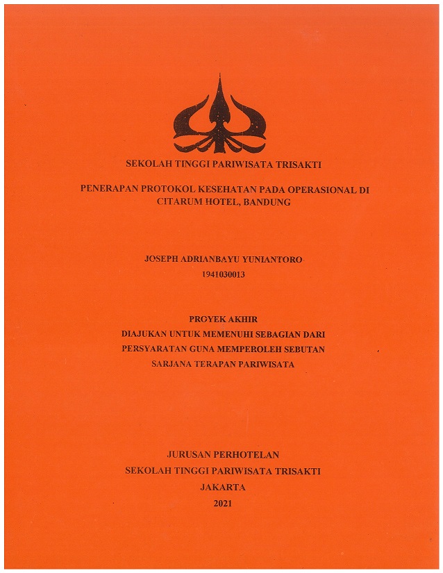 PENERAPAN PROTOKOL KESEHATAN PADA OPERASIONAL DI CITARUM HOTEL, BANDUNG