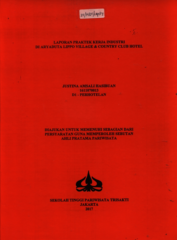 LAPORAN PRAKTEK KERJA INDUSTRIDI ARYADUTA LIPPO VILLAGE & COUNTRY CLUB HOTEL