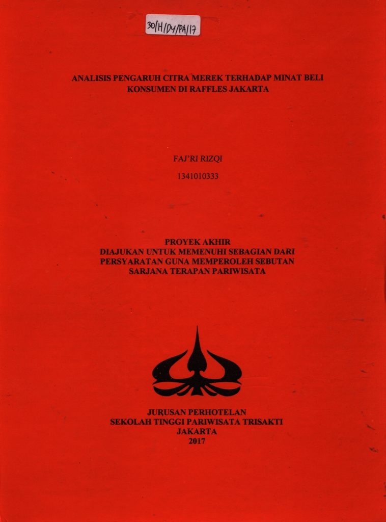 ANALISIS PENGARUH CITRA MEREK TERHADAP MINAT BELI KONSUMEN DI RAFFLES JAKARTA