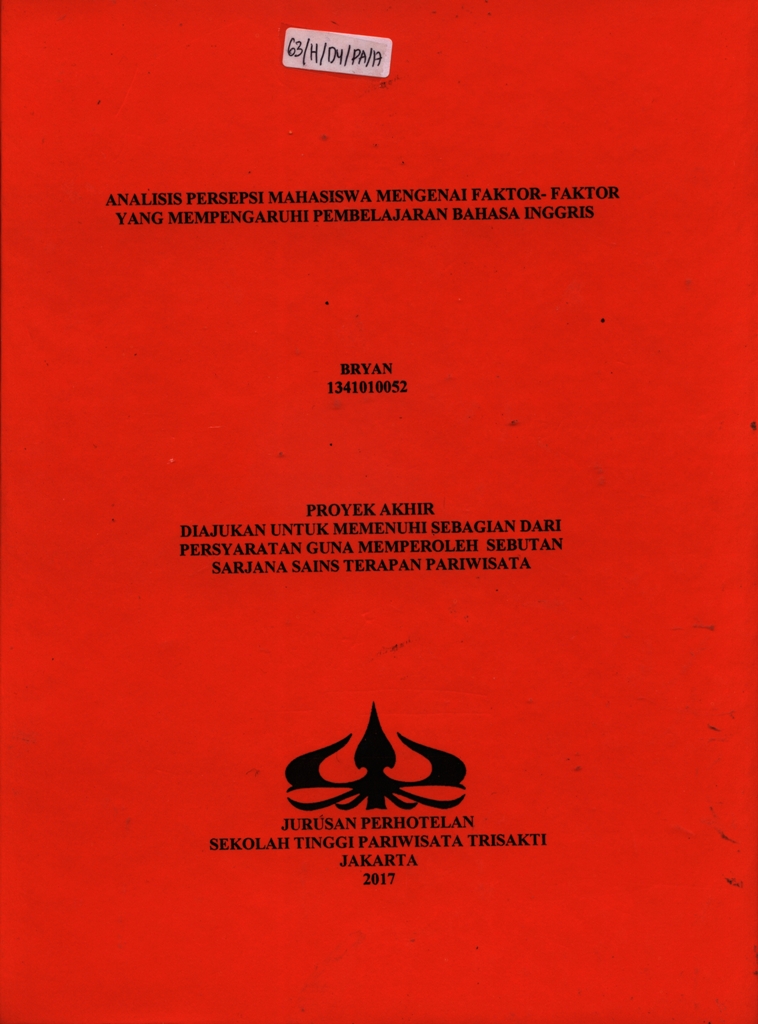 ANALISIS PERSEPSI MAHASISWA MENGENAI FAKTOR- FAKTOR YANG MEMPENGARUHI PEMBELAJARAN BAHASA INGGRIS