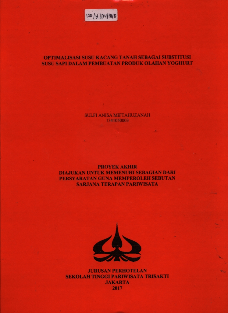 OPTIMALISASI SUSU KACANG TANAH SEBAGAI SUBSTITUSI SUSU SAPI DALAM PEMBUATAN PRODUK OLAHAN YOGHURT