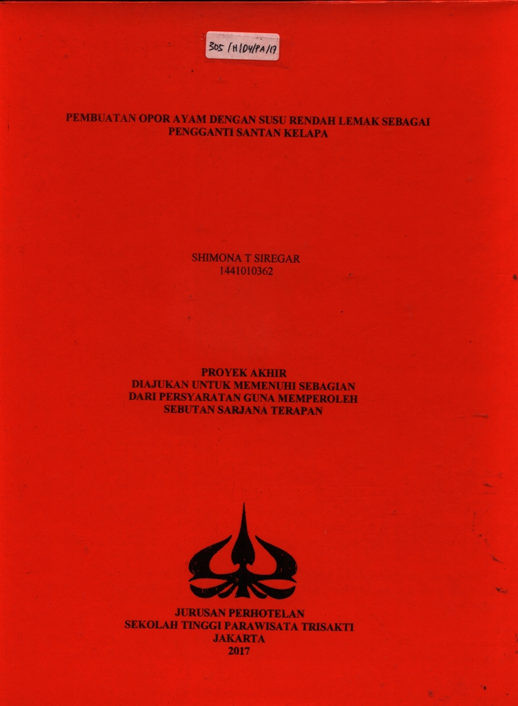 PEMBUATAN OPOR AYAM DENGAN SUSU RENDAH LEMAK SEBAGAI PENGGANTI SANTAN KELAPA