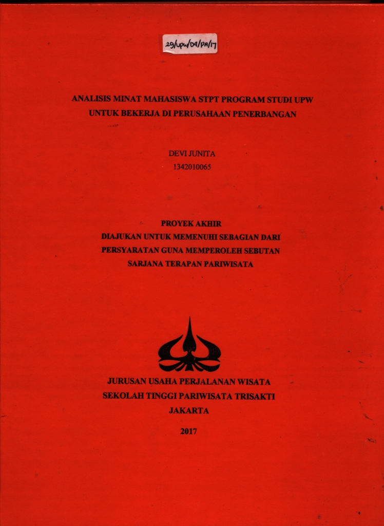 ANALISIS MINAT MAHASISWA STPT PROGRAM STUDI UPW UNTUK BEKERJA DI PERUSAHAAN PENERBANGAN