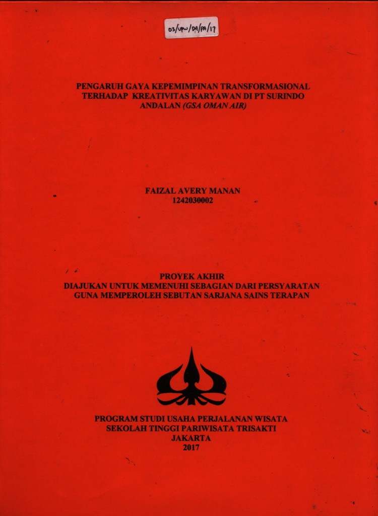 PENGARUH GAYA KEPEMIMPINAN TRANSFORMASIONAL TERHADAP KREATIVITAS KARYAWAN DI PT SURINDO ANDALAN (GSA OMAN AIR)