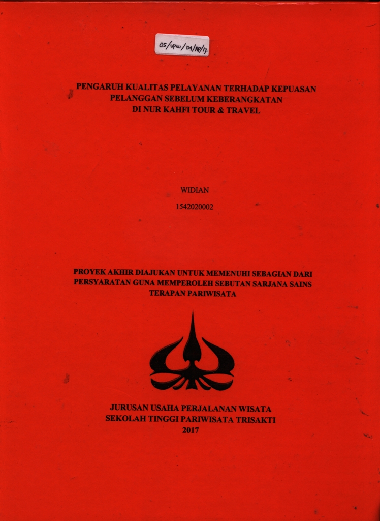 PENGARUH KUALITAS PELAYANAN TERHADAP KEPUASAN PELANGGAN SEBELUM KEBERANGKATAN DI NUR KAHFI TOUR & TRAVEL