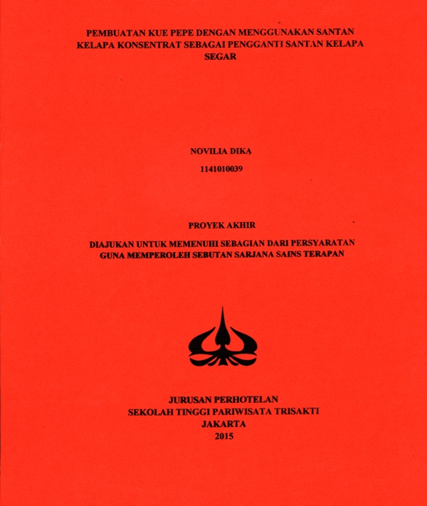 PEMBUATAN KUE PEPE DENGAN MENGGUNAKAN SANTANKELAPA KONSENTRAT SEBAGAI PENGGANTI SANTAN KELAPASEGAR
