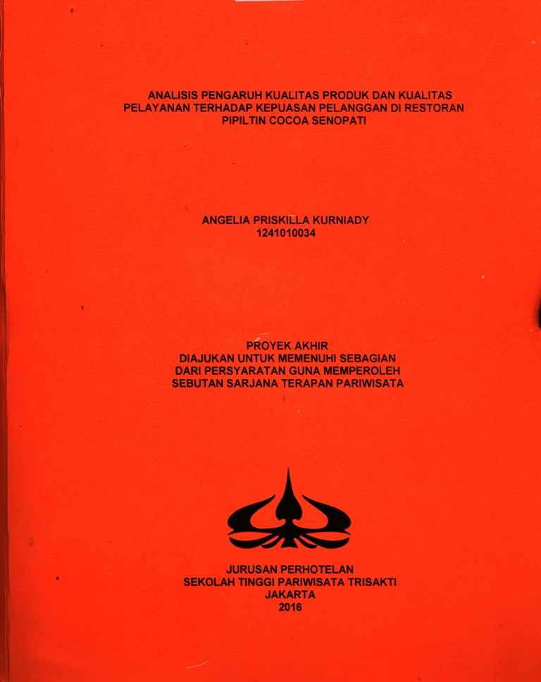 ANALISIS PENGARUH KUALITAS PRODUK DAN KUALITAS PELAYANAN TERHADAP KEPUASAN PELANGGAN DI RESTORAN PIPILTIN COCOA SENOPATI