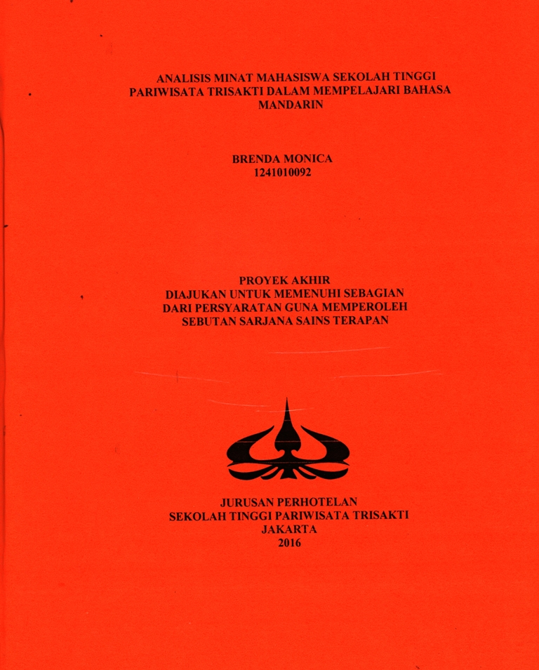 ANALISIS MINAT MAHASISWA SEKOLAH TINGGI PARIWISATA TRISAKTI DALAM MEMPELAJARI BAHASA MANDARIN