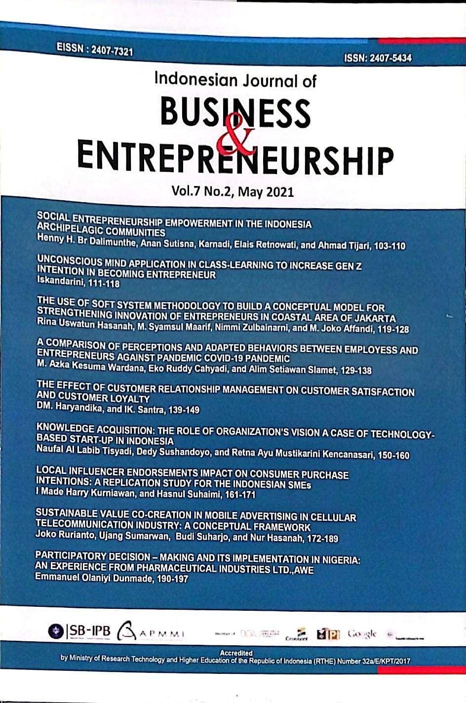 Indonesian Journal Of Business & Entrepreneurship