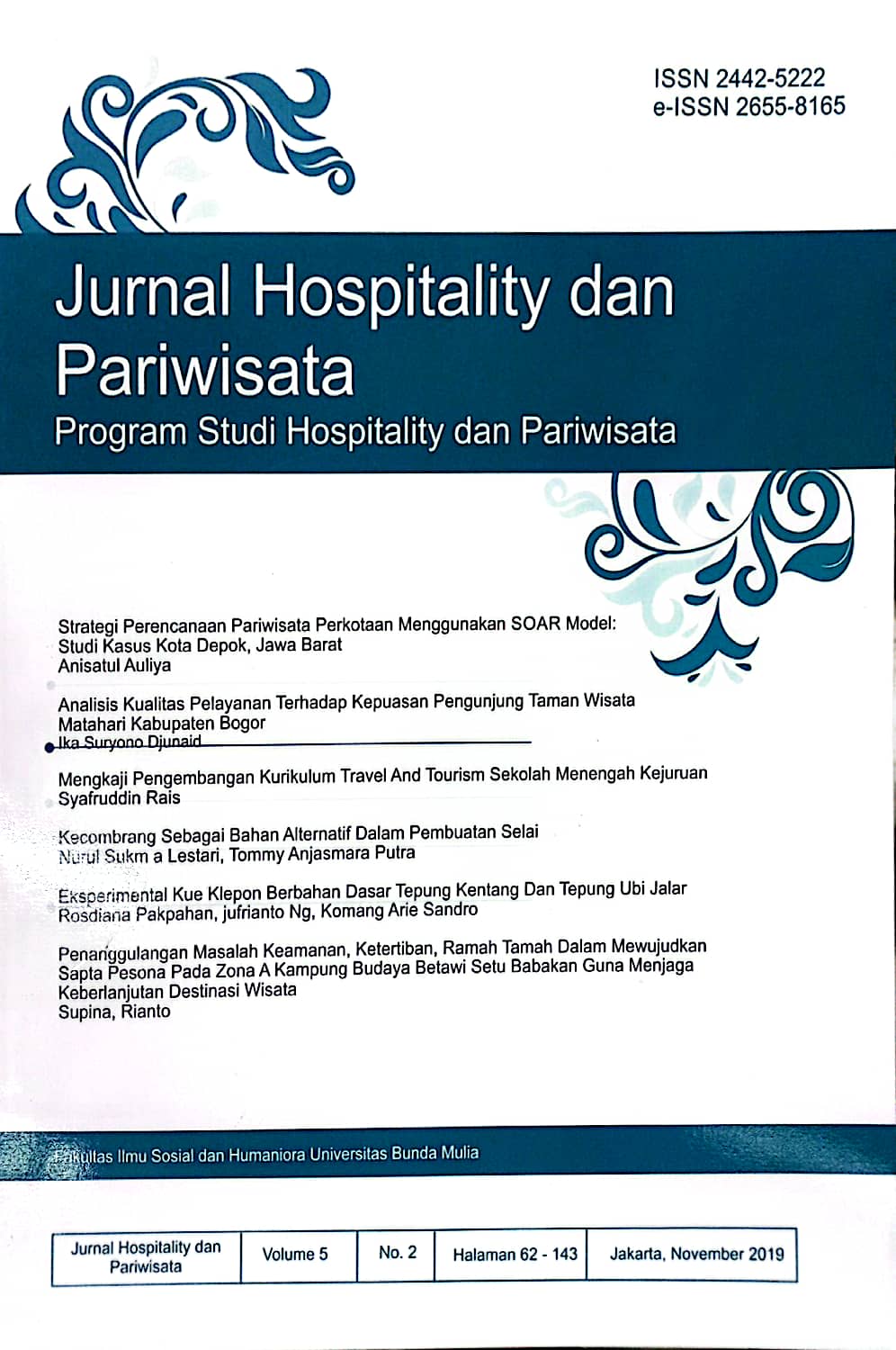 Jurnal Hospitality dan Pariwisata