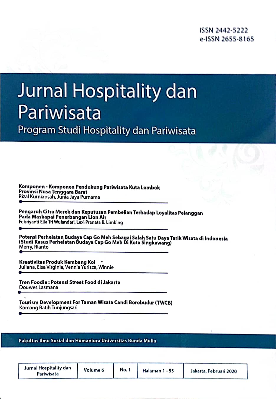 Jurnal Hospitality dan Pariwisata