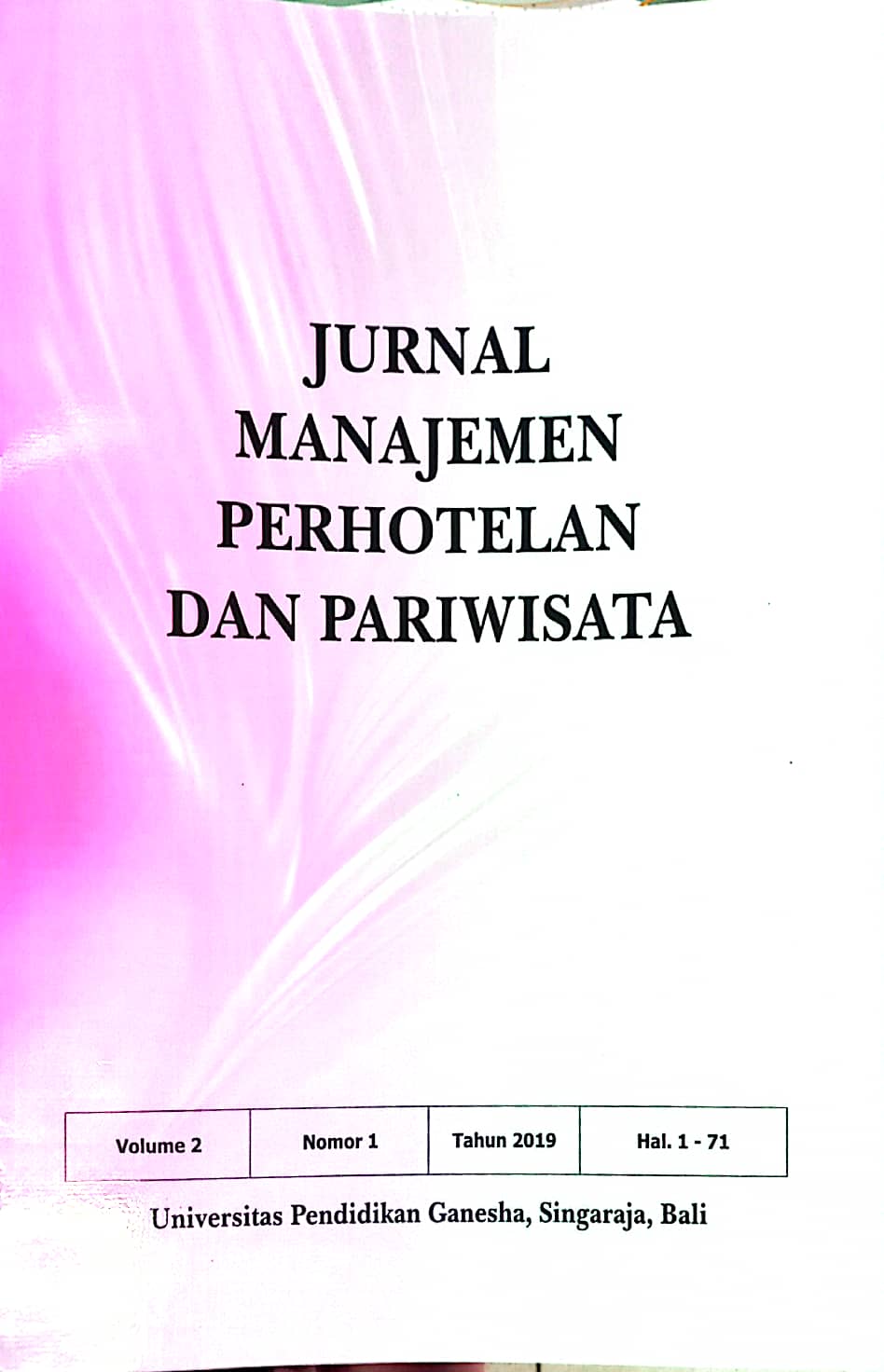 Jurnal Manajemen Perhotelan dan Pariwisata