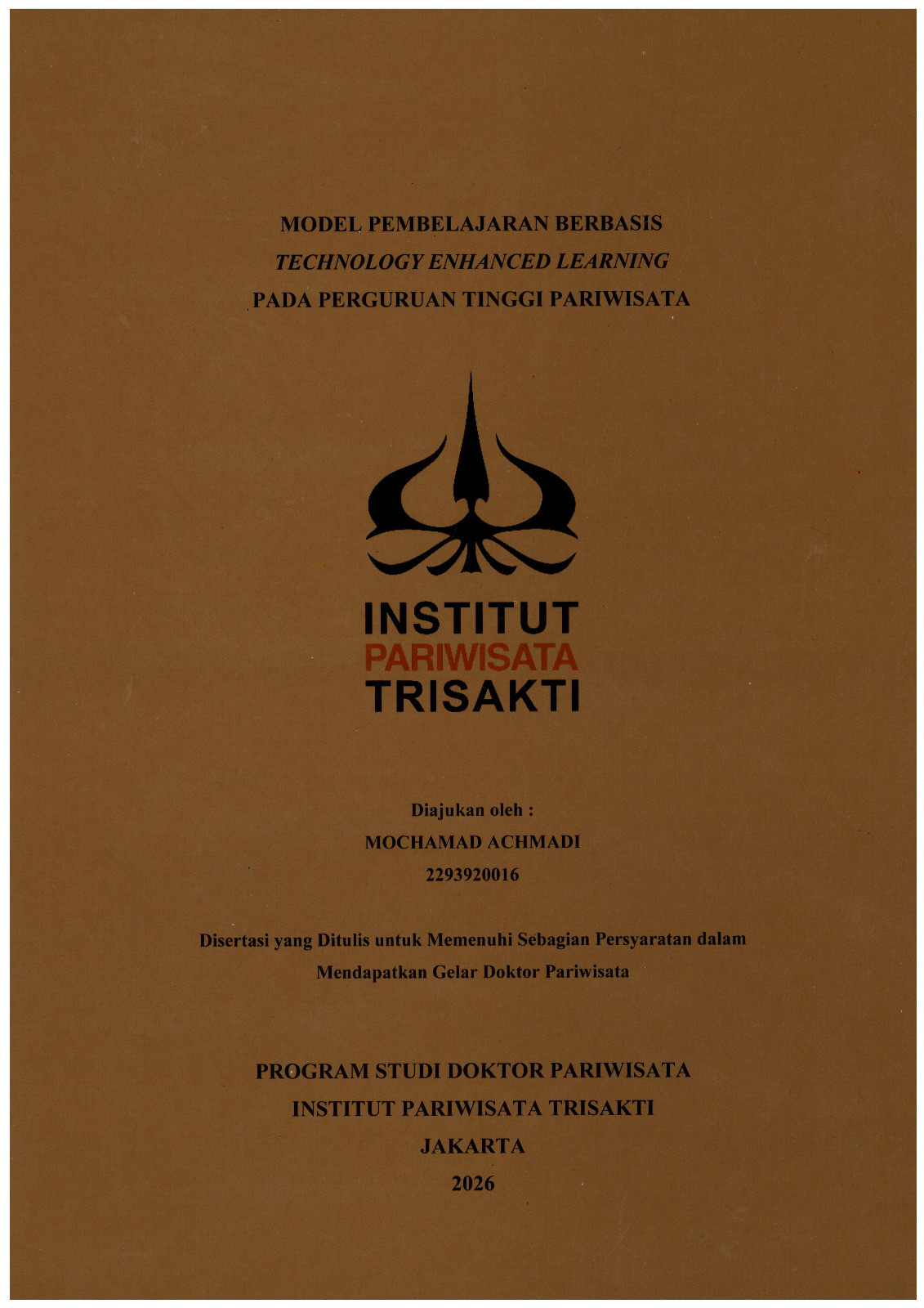 Model Pembelajaran Berbasis Technology Enhanced Learning Pada Perguruan Tinggi Pariwisata