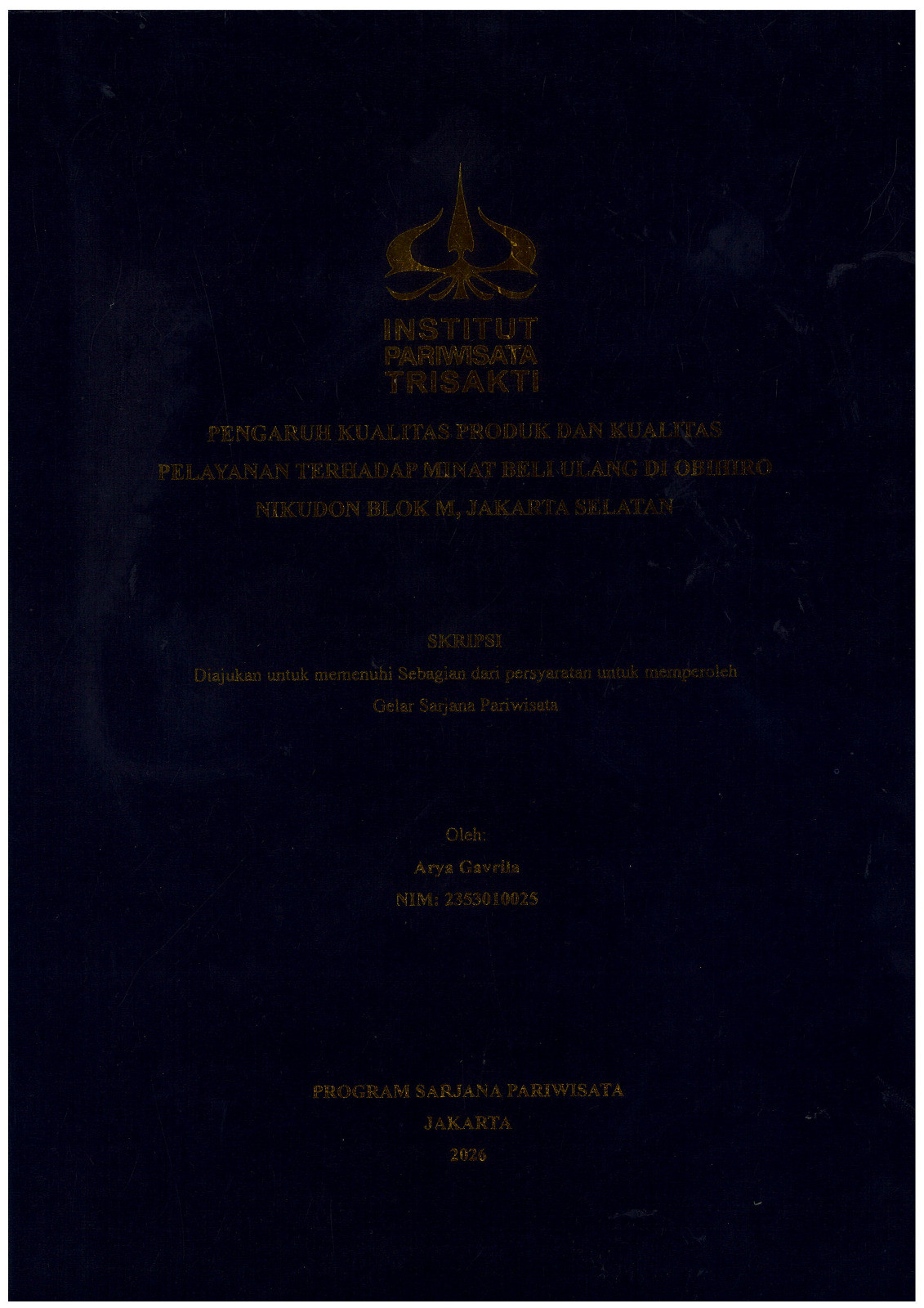 Pengaruh Kualitas Pelayanan Terhadap Minat Beli Ulang di Obihiro Nikudon Blok M, Jakarta Selatan