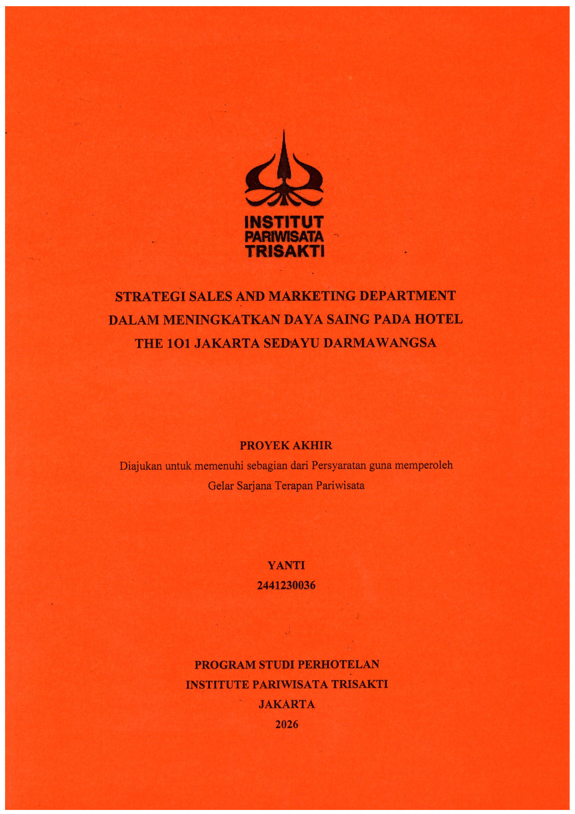 Strategi Sales and Marketing Department Dalam Meningkatkan Daya Saing Pada Hotel The 101 Jakarta Sedayu Darmawangsa