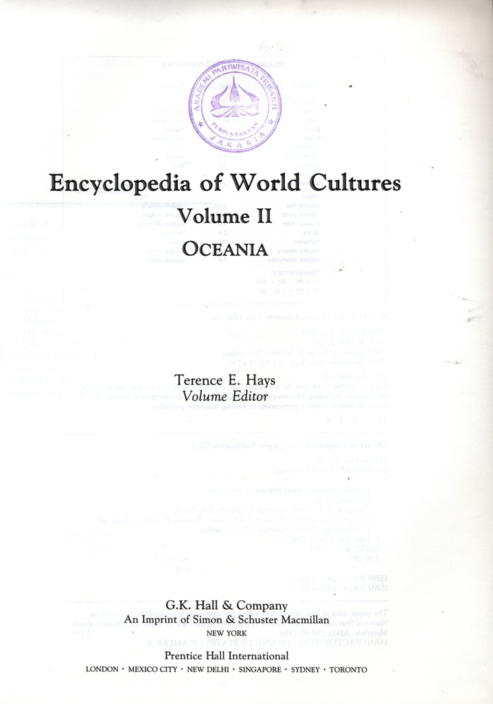 Encyclopedia of world cultures:volume II oceania