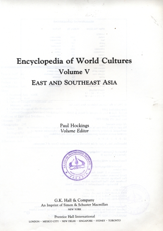 Encyclopedia of world cultures:volume V east and southeast asia