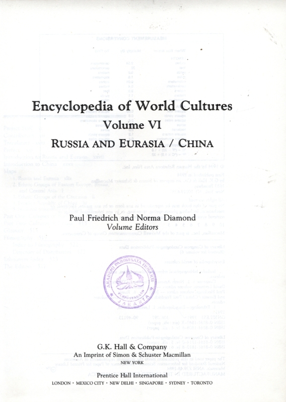 Encyclopedia of world cultures:volume VI russia and eurasia / china