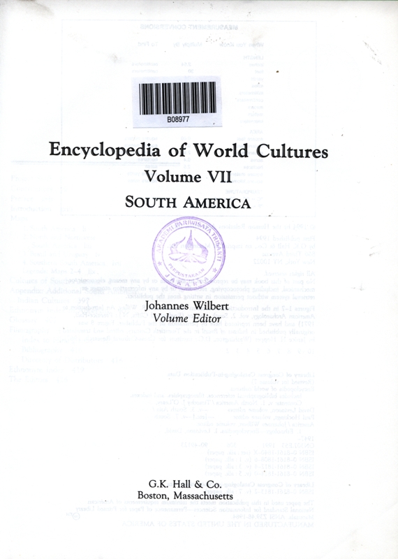 Encyclopedia of world cultures:volume VII south america