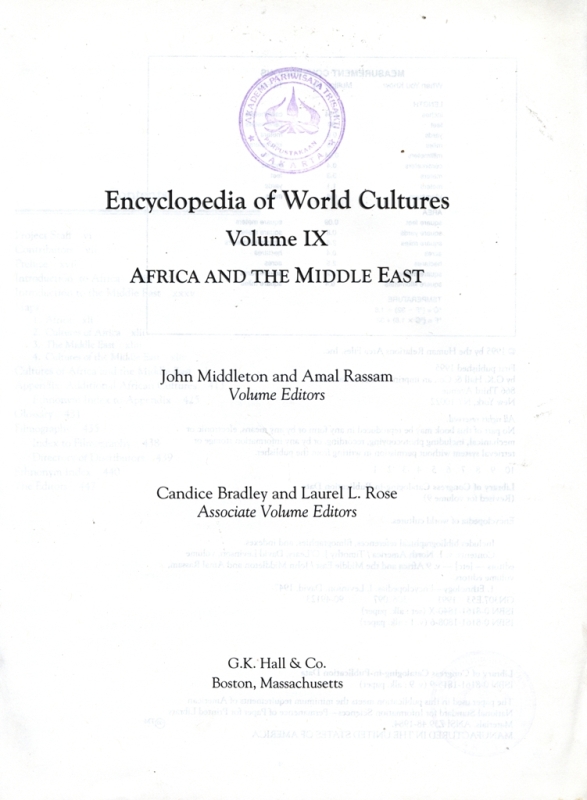 Encyclopedia of world cultures:volume IX africa and the middle east