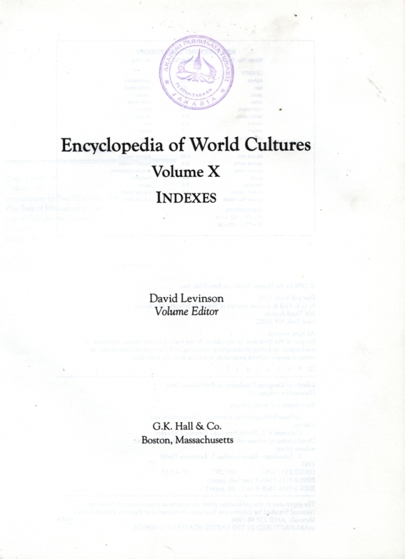 Encyclopedia of world cultures:volume X indexes