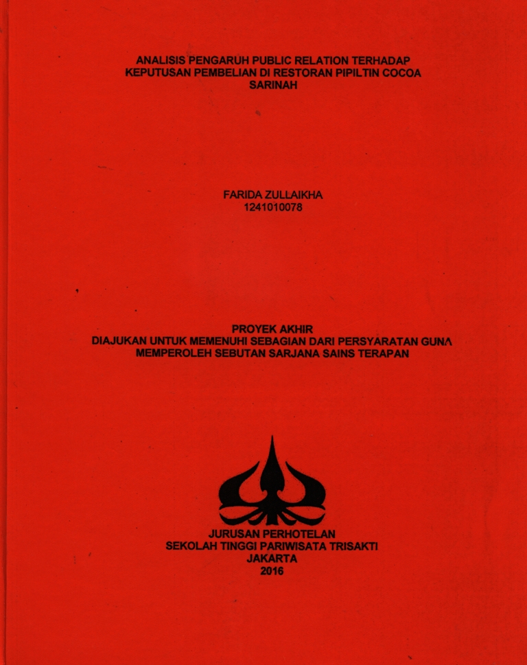 ANALISIS PENGARUH PUBLIC RELATION TERHADAPKEPUTUSAN PEMBELIAN DI RESTORAN PIPILTIN COCOASARINAH