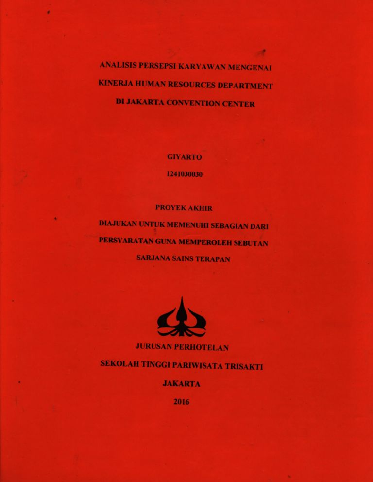 ANALISIS PERSEPSI KARYAWAN MENGENAIKINERJA HUMAN RESOURCES DEPARTMENTDI JAKARTA CONVENTION CENTER