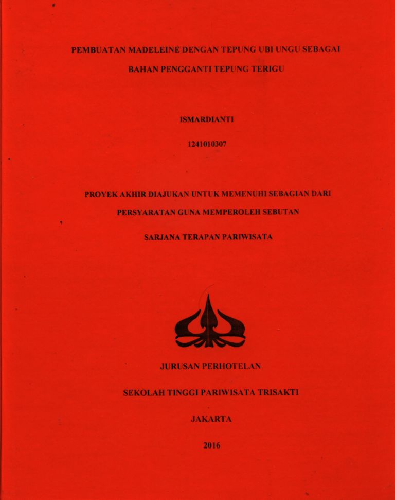 PEMBUATAN MADELEINE DENGAN TEPUNG UBI UNGU SEBAGAI BAHAN PENGGANTI TEPUNG TERIGU