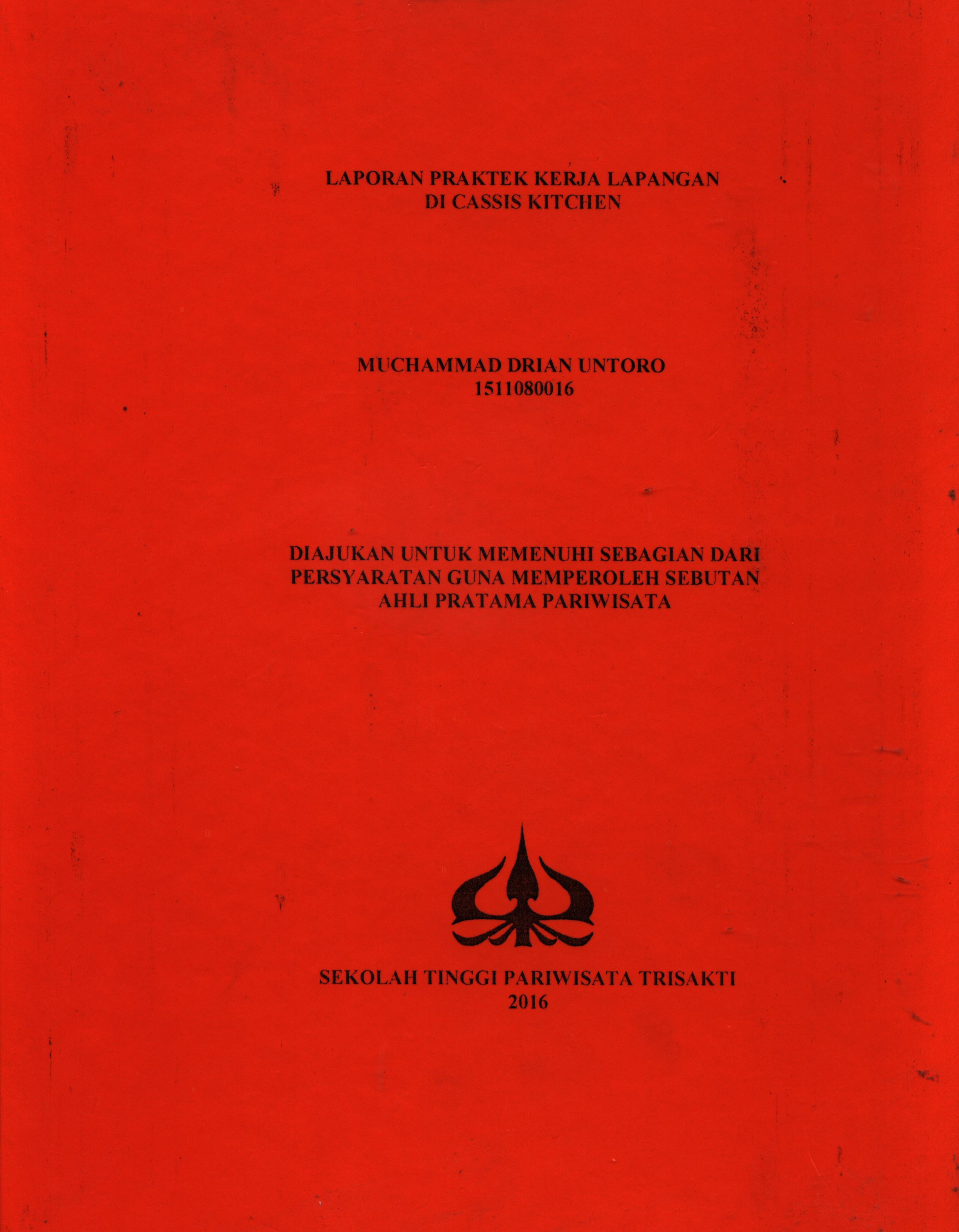 LAPORAN PRAKTEK KERJA LAPANGANDI CASSIS KITCHEN
