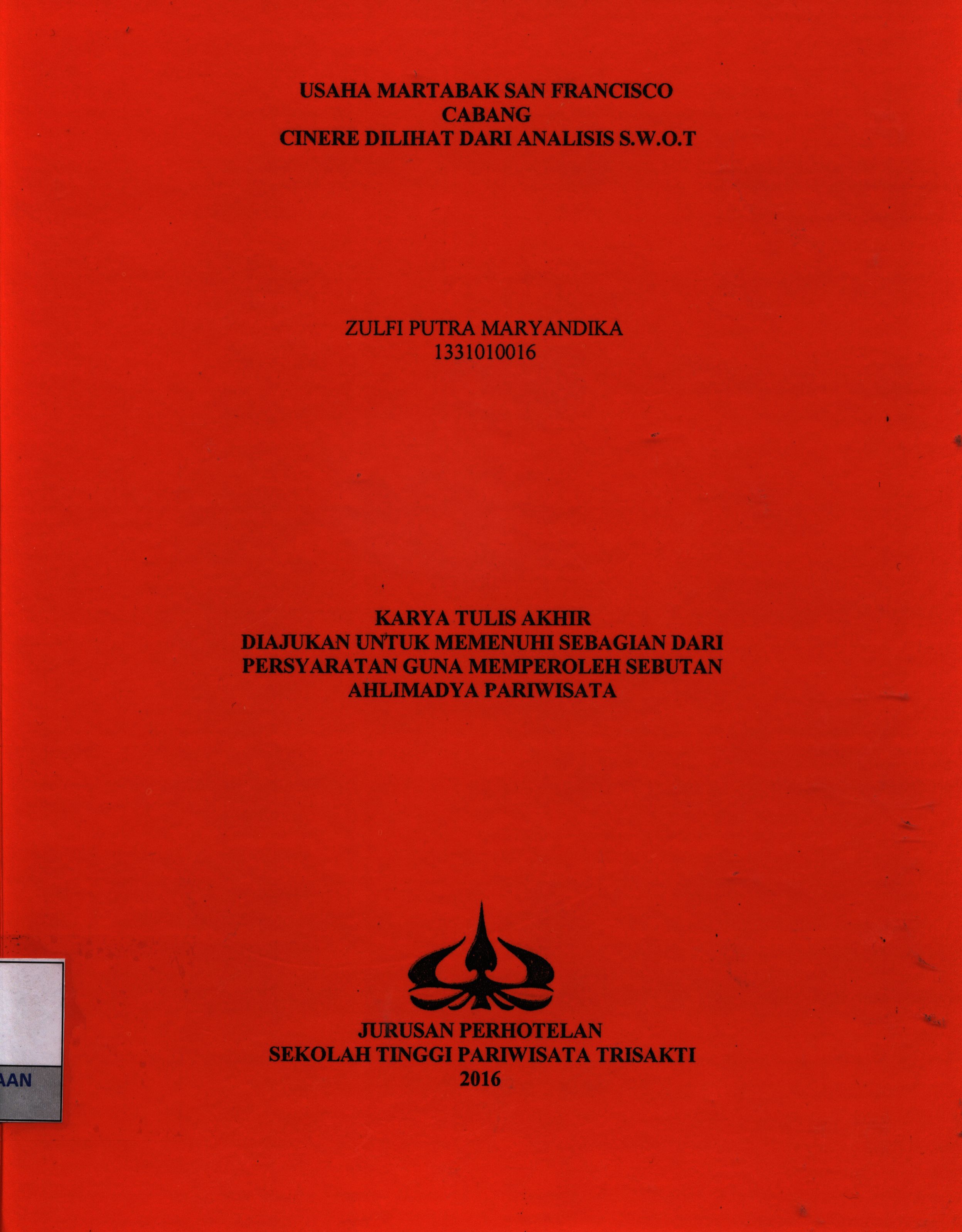 USAHA MARTABAK SAN FRANCISCOCABANGCINERE DILIHAT DARI ANALISIS S.W.O.T