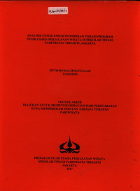 Image of ANALISIS UNSUR-UNSUR PENDIDIKAN VOKASI PROGRAM STUDI USAHA PERJALANAN WISATA DI SEKOLAH TINGGI PARIWISATA TRISAKTI, JAKARTA