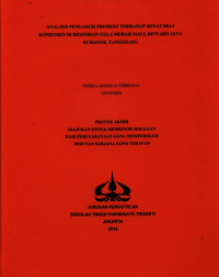 Image of ANALISIS PENGARUH PROMOSI TERHADAP MINAT BELI KONSUMEN DI RESTORAN GULA MERAH MALL BINTARO JAYA XCHANGE, TANGERANG